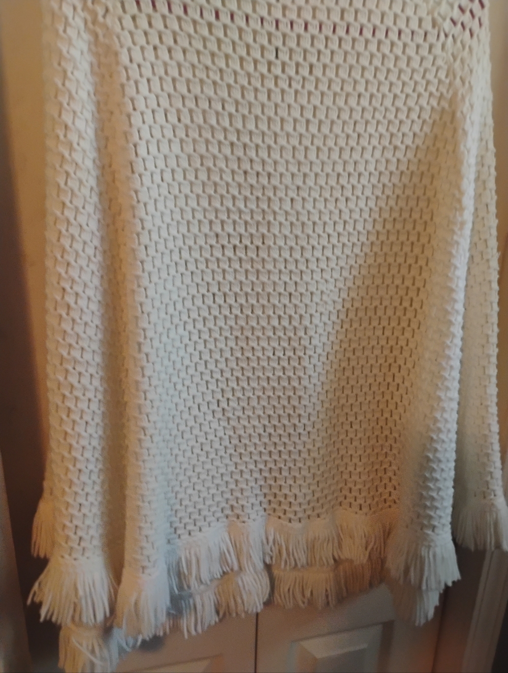 Lane Bryant Cream Open-Weave Fringe Button Cardigan - Picture 7 of 9